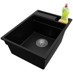 Zlewozmywak Oslo Pocket PRIMAGRAN Nablatowy 38x53cm do szafki od 40cm z Syfonem Czarny 1 szt.
