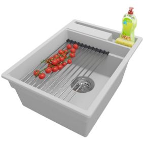 Zlewozmywak Oslo Pocket PRIMAGRAN Nablatowy 38x53cm do szafki od 40cm z Syfonem i Dodatkiem Szary 1 szt.