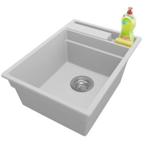 Zlewozmywak Oslo Pocket PRIMAGRAN Nablatowy 38x53cm do szafki od 40cm z Syfonem Szary 1 szt.