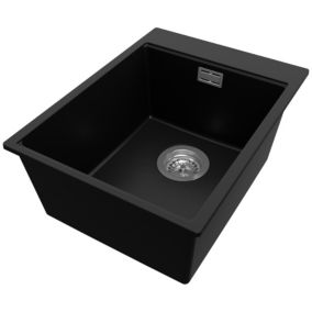 Zlewozmywak Oslo PRIMAGRAN Nablatowy 38x50cm do szafki od 40cm z Syfonem Czarny 1 szt.