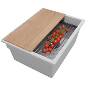 Zlewozmywak Praga Slim PRIMAGRAN Nablatowy 36x47cm do szafki od 40cm z Syfonem i Dodatkiem Szary 1 szt.