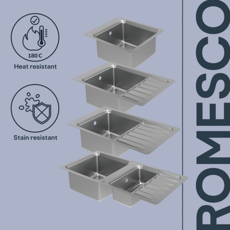 Zlewozmywak stalowy GoodHome Romesco 1-komorowy z ociekaczem i akcesoriami