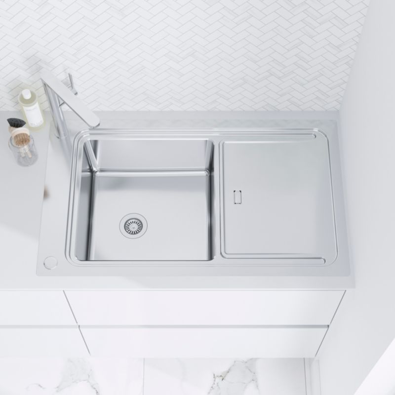 Zlewozmywak stalowy GoodHome Romesco Linea 1-komorowy z ociekaczem