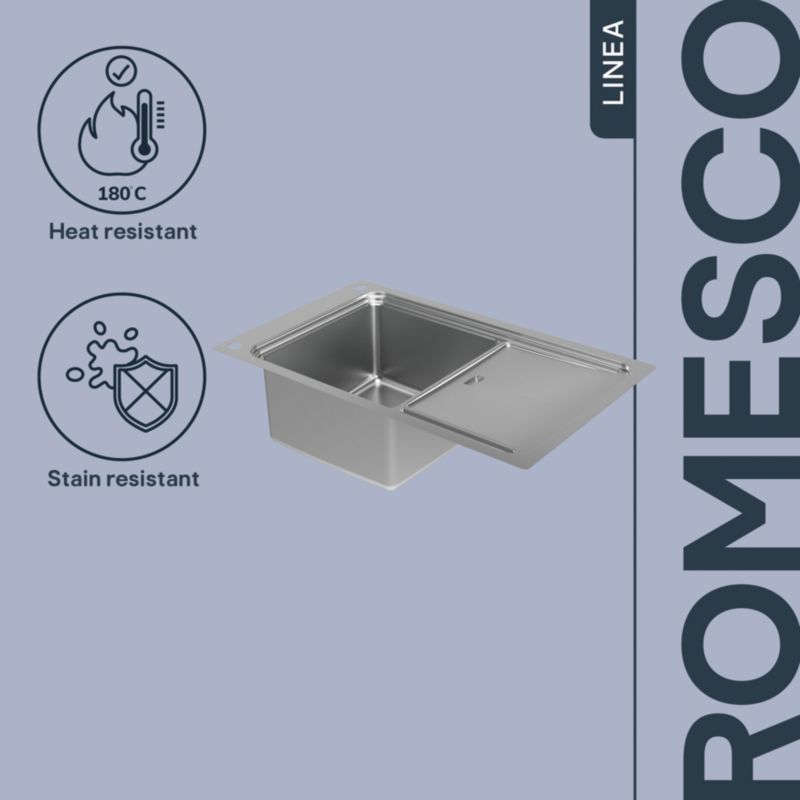 Zlewozmywak stalowy GoodHome Romesco Linea 1-komorowy z ociekaczem