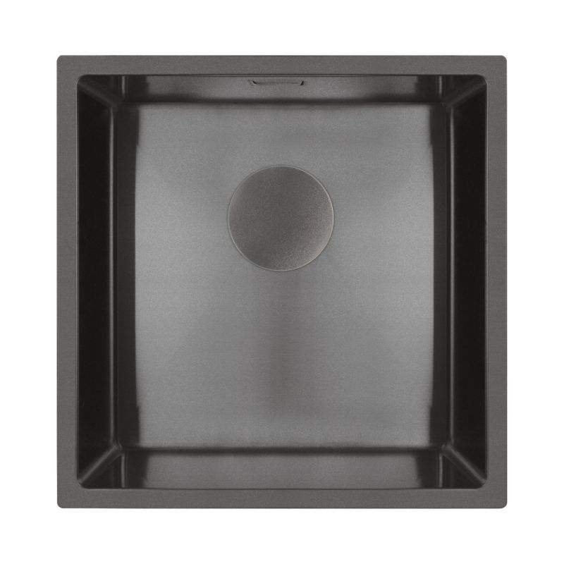 Zlewozmywak stalowy Oltens Hydda 44x44 cm czarny 1-komorowy, QuietComfort, 1 szt.