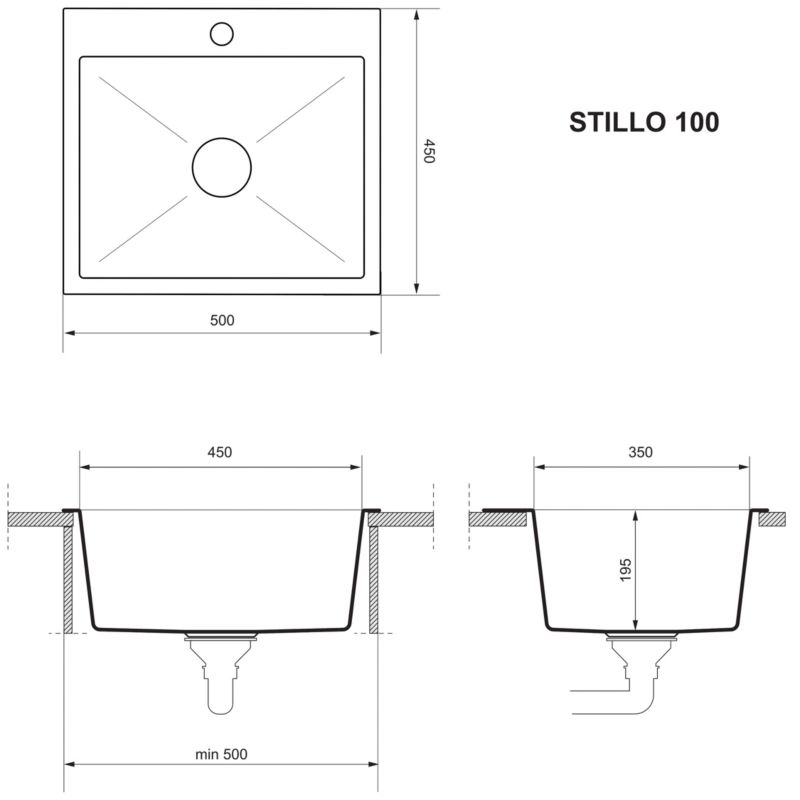 Zlewozmywak stalowy Quadron Stillo 100 stalowy