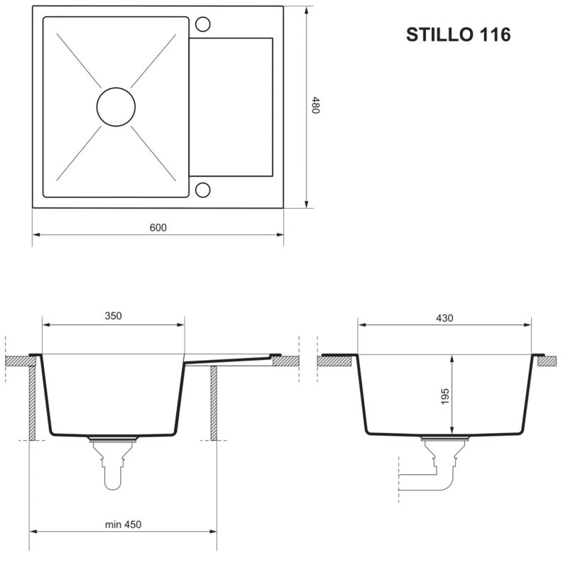 Zlewozmywak stalowy Quadron Stillo 116 czarny