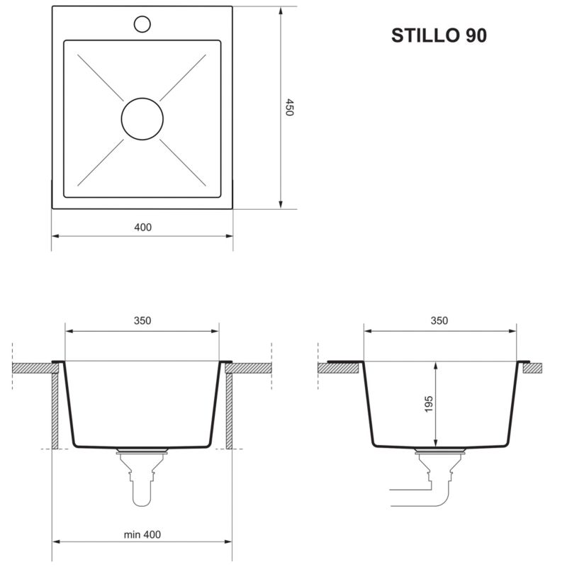 Zlewozmywak stalowy Quadron Stillo 90 czarny