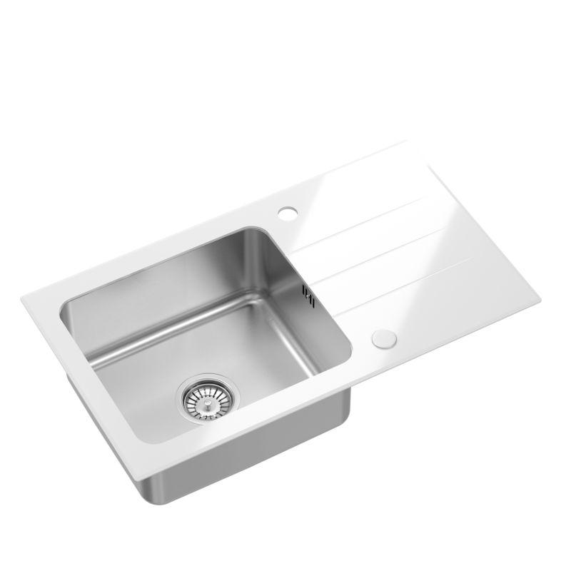 Zlewozmywak szklany Quadron Glasso 111 biały