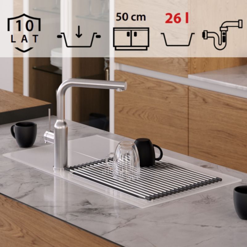 Zlewozmywak szklany Quadron Glasso 111 biały