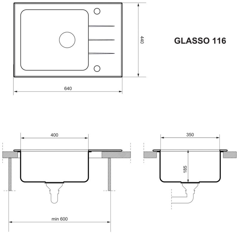 Zlewozmywak szklany Quadron Glasso 116 biały