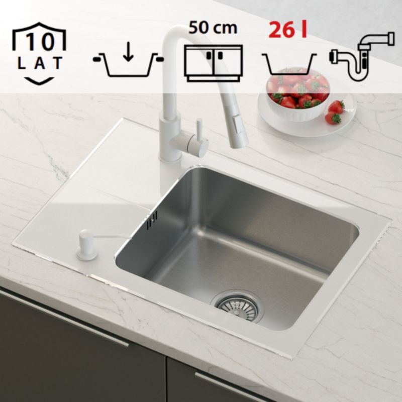 Zlewozmywak szklany Quadron Glasso 116 biały