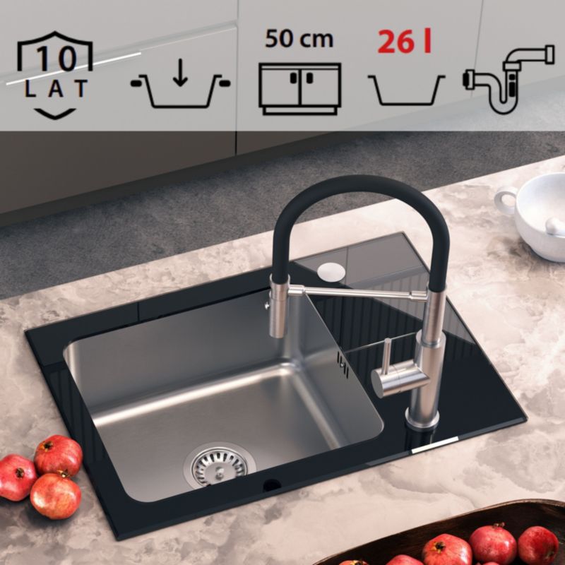 Zlewozmywak szklany Quadron Glasso 116 czarny