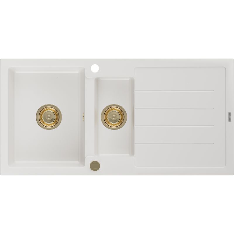 Zlewozmywak wpuszczany Mexen Andres 1,5-komorowy biały 1000x500 mm  6515101510-20-G