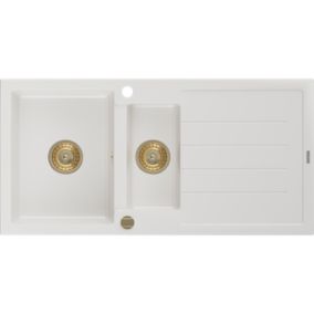 Zlewozmywak wpuszczany Mexen Andres 1,5-komorowy biały 1000x500 mm  6515101510-20-G