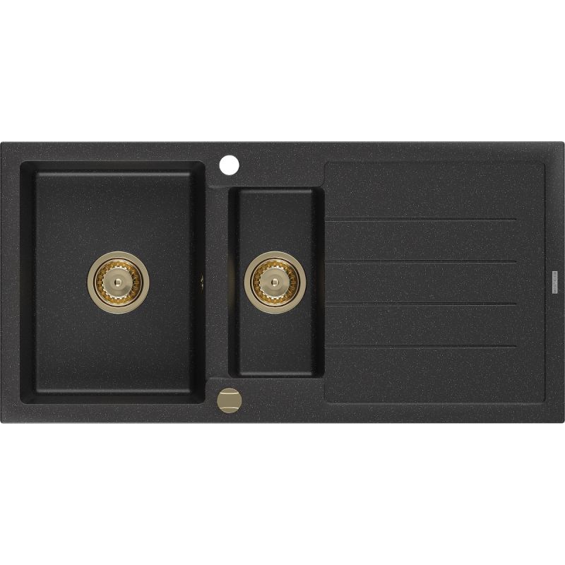 Zlewozmywak wpuszczany Mexen Andres 1,5-komorowy czarny/srebrny metalik 1000x500 mm  - 6515101510-73 1 szt.