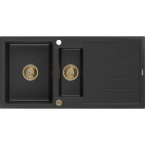 Zlewozmywak wpuszczany Mexen Andres 1,5-komorowy czarny/srebrny metalik 1000x500 mm  - 6515101510-73 1 szt.