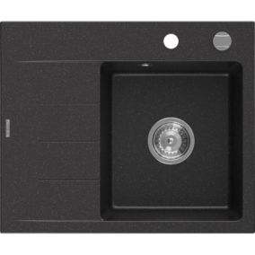 Zlewozmywak wpuszczany Mexen Ben 1-komorowy czarny/srebrny metalik 600x500 mm  - 6522605000-73 1 szt.