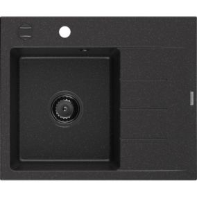 Zlewozmywak wpuszczany Mexen Ben 1-komorowy czarny/srebrny metalik 600x500 mm  6522605000-73-B