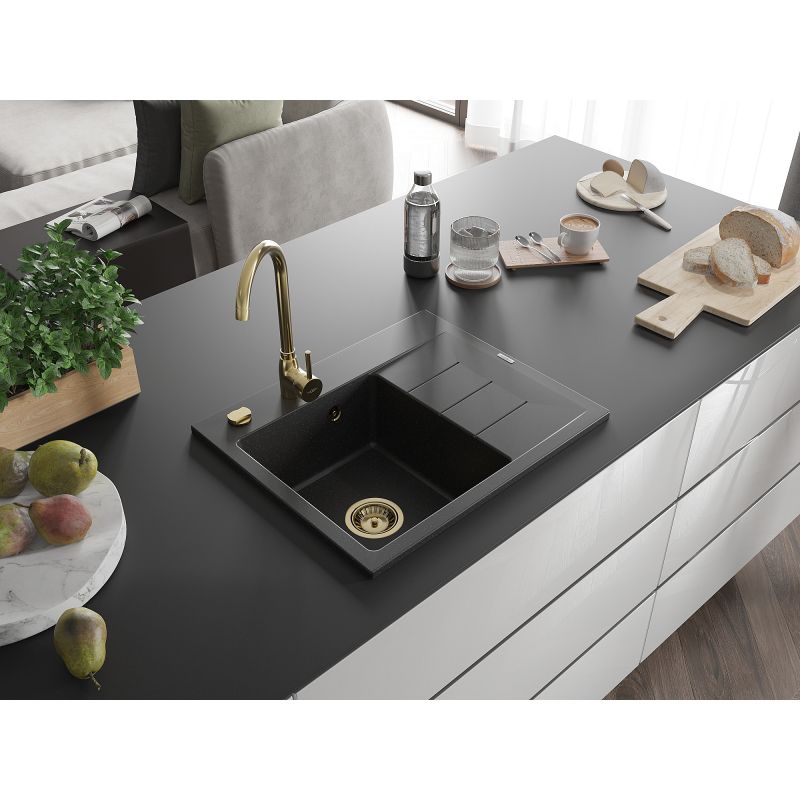 Zlewozmywak wpuszczany Mexen Ben 1-komorowy czarny/srebrny metalik 600x500mm 1 szt.