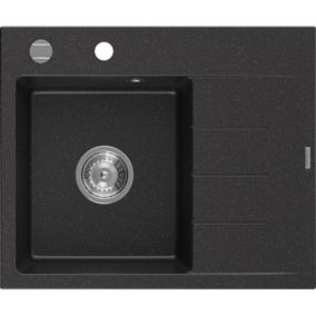 Zlewozmywak wpuszczany Mexen Ben 1-komorowy czarny/srebrny metalik 600x500mm  - 6522605000-73-G 1 szt.