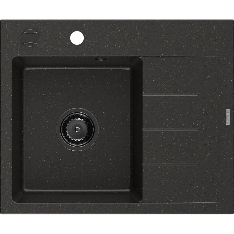 Zlewozmywak wpuszczany Mexen Ben 1-komorowy czarny/złoty metalik 600x500 mm  6522605000-75-B