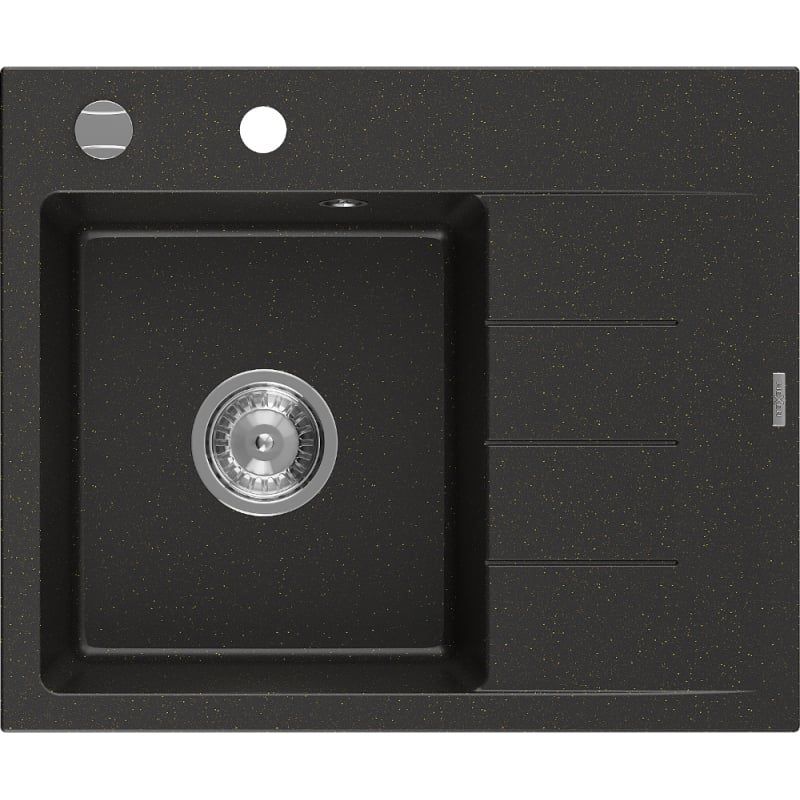 Zlewozmywak wpuszczany Mexen Ben 1-komorowy czarny/złoty metalik 600x500 mm  6522605000-75
