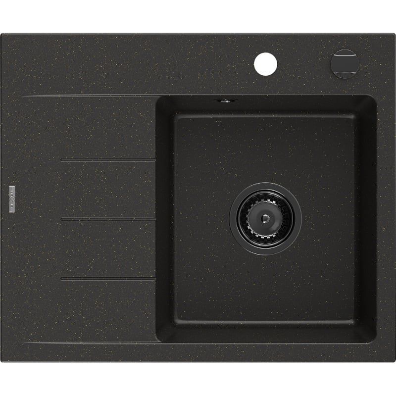 Zlewozmywak wpuszczany Mexen Ben 1-komorowy czarny/złoty metalik 600x500 mm  - 6523605000-75 1 szt.