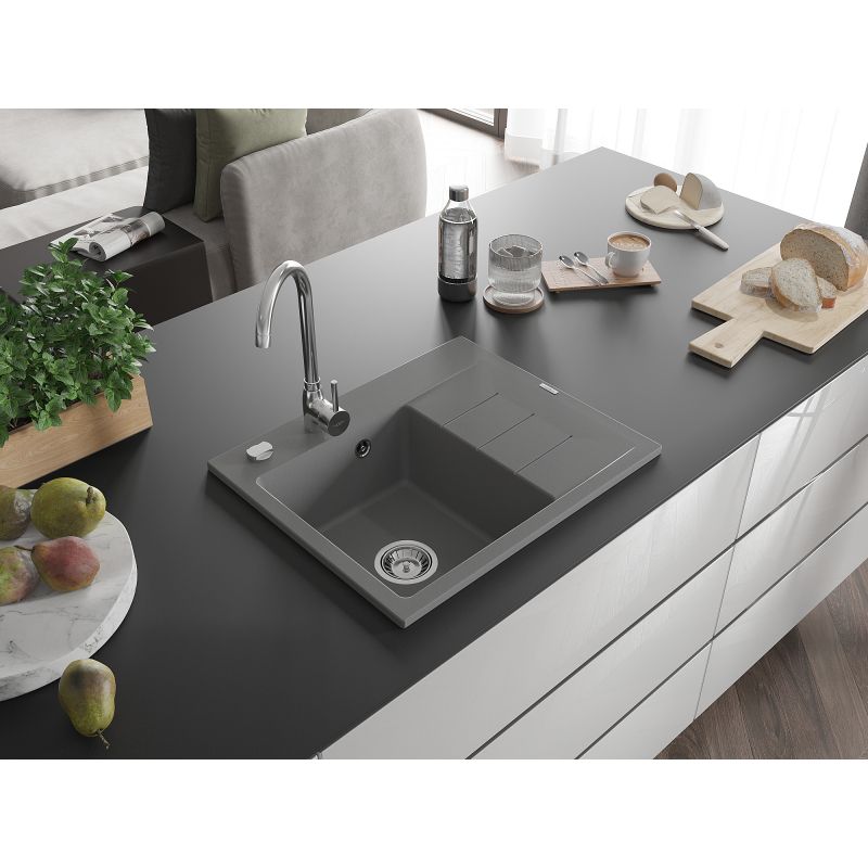 Zlewozmywak wpuszczany Mexen Ben 1-komorowy szary 600x500 mm  6522605000-71