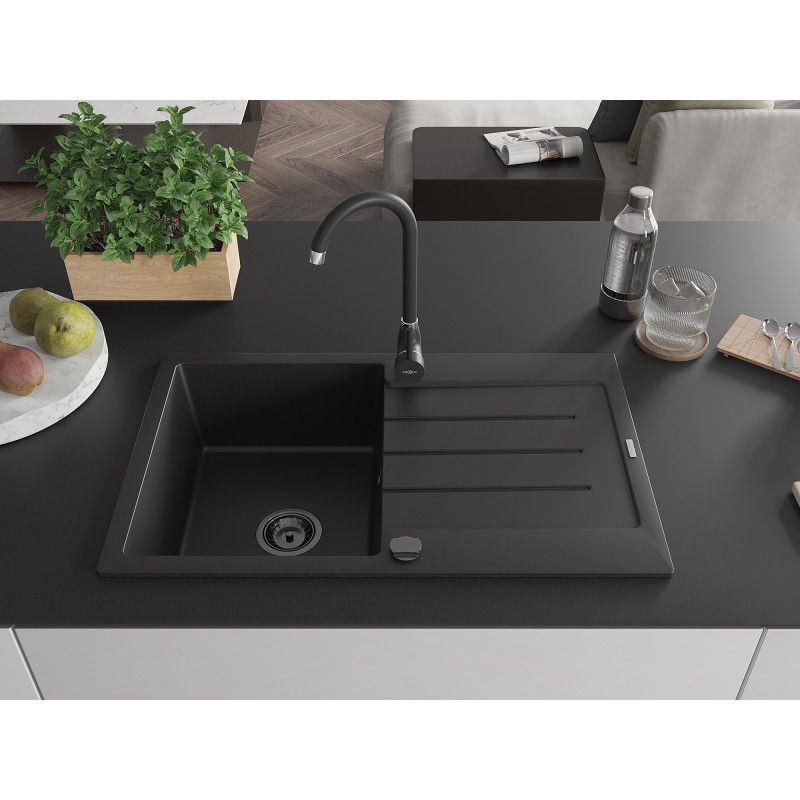 Zlewozmywak wpuszczany Mexen Bruno 1-komorowy czarny 795x495 mm  - 6513791010-77 1 szt.