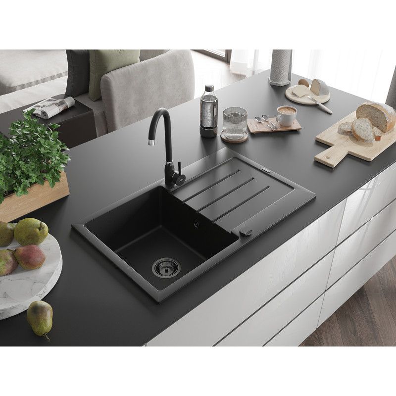 Zlewozmywak wpuszczany Mexen Bruno 1-komorowy czarny 795x495 mm  - 6513791010-77 1 szt.