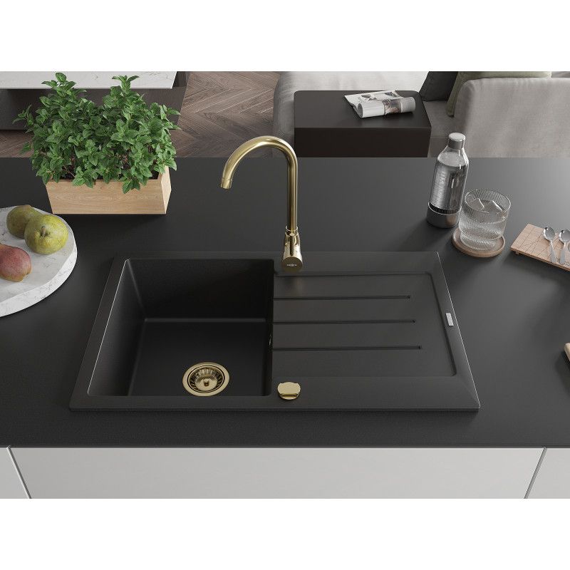 Zlewozmywak wpuszczany Mexen Bruno 1-komorowy czarny 795x495 mm  6513791010-77-G