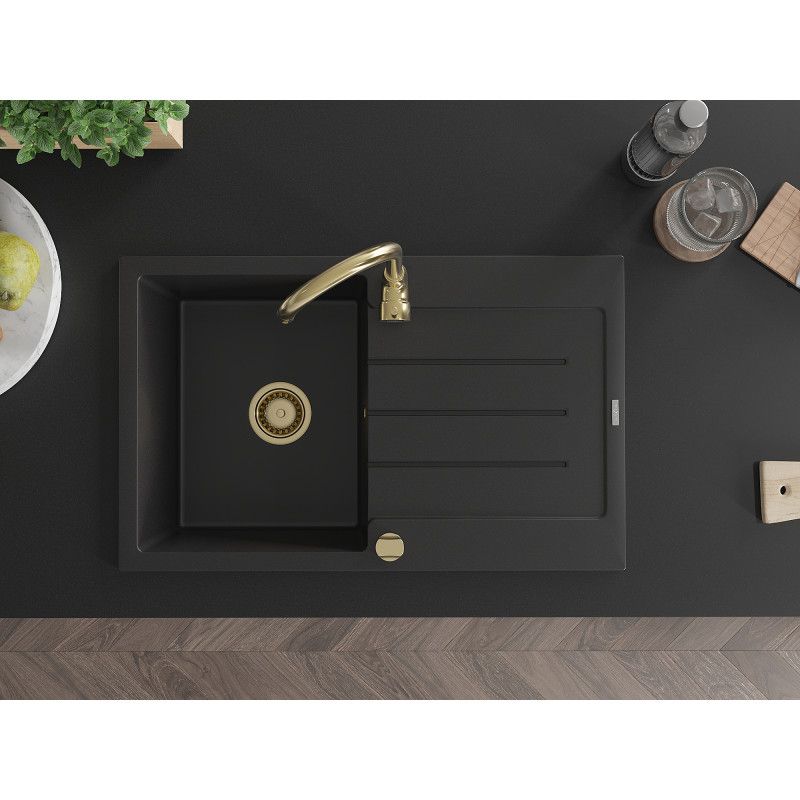 Zlewozmywak wpuszczany Mexen Bruno 1-komorowy czarny 795x495 mm  6513791010-77-G
