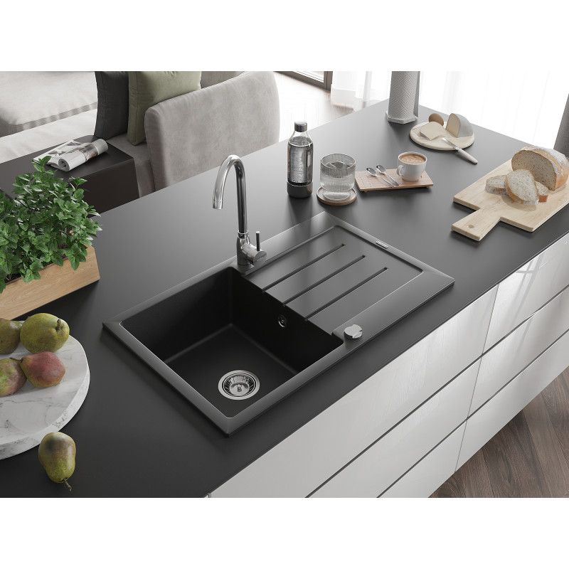 Zlewozmywak wpuszczany Mexen Bruno 1-komorowy czarny nakrapiany 795 x 495 mm  - 6513791010-76 1 szt.