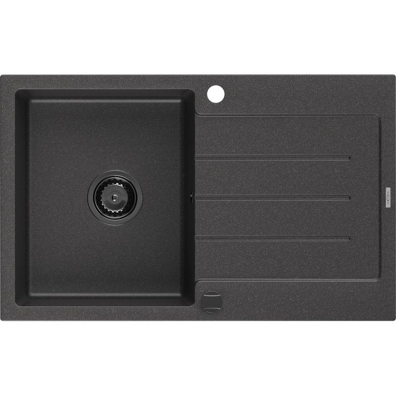 Zlewozmywak wpuszczany Mexen Bruno 1-komorowy czarny/srebrny metalik 795 x 495 mm  - 6513791010-73-G 1 szt.