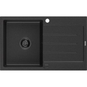 Zlewozmywak wpuszczany Mexen Bruno 1-komorowy czarny/srebrny metalik 795x495 mm  6513791010-73-B