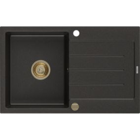 Zlewozmywak wpuszczany Mexen Bruno 1-komorowy czarny/złoty metalik 795x495mm  - 6513791010-75 1 szt.