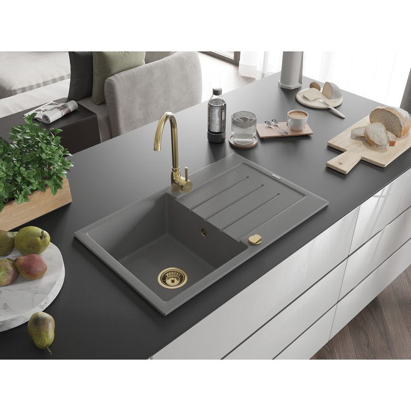 Zlewozmywak wpuszczany Mexen Bruno 1-komorowy szary 795x495 mm  6513791010-71-G