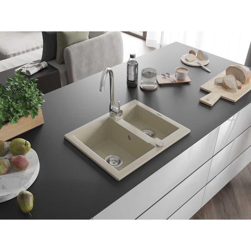 Zlewozmywak wpuszczany Mexen Carlos 1,5-komorowy beżowy 582x475 mm 1 szt.