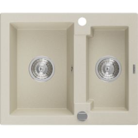 Zlewozmywak wpuszczany Mexen Carlos 1,5-komorowy biały 582x475 mm  - 6518581500-20 1 szt.