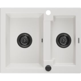 Zlewozmywak wpuszczany Mexen Carlos 1,5-komorowy biały 582x475 mm  6518581500-20-B 1 szt.