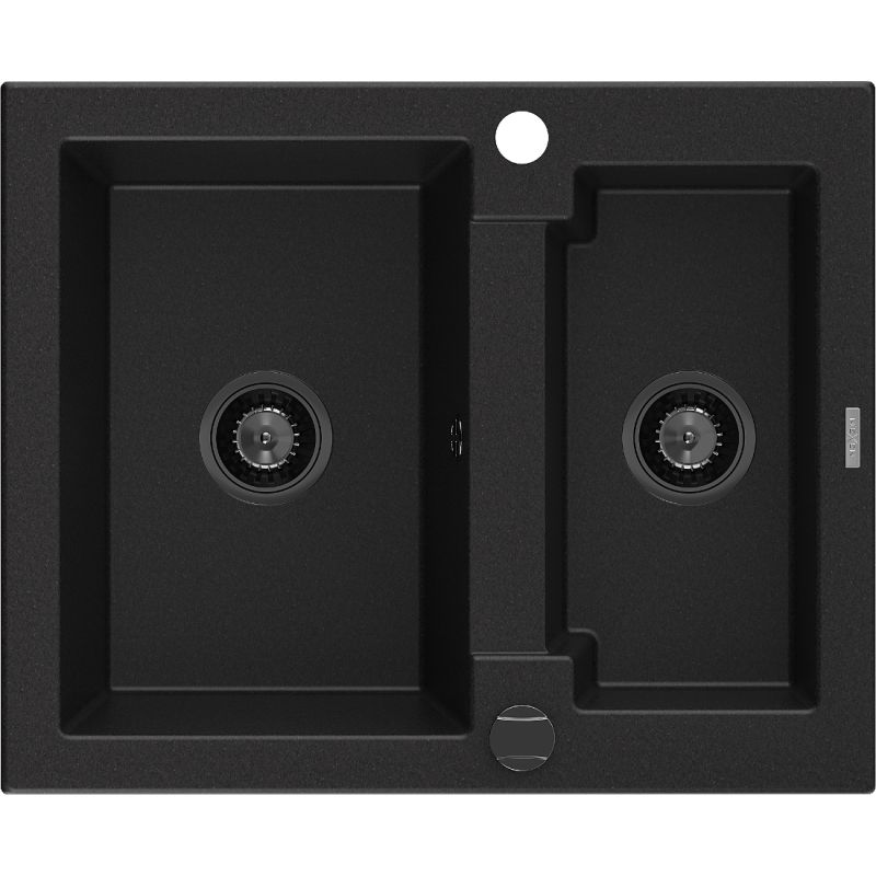 Zlewozmywak wpuszczany Mexen Carlos 1,5-komorowy czarny 582x475 mm  6518581500-77-B