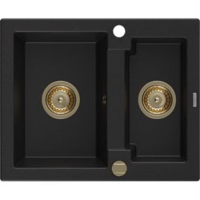 Zlewozmywak wpuszczany Mexen Carlos 1,5-komorowy czarny 582x475 mm  6518581500-77-G 1 szt.