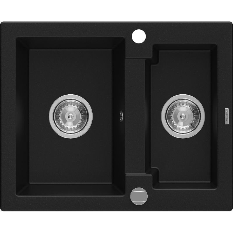 Zlewozmywak wpuszczany Mexen Carlos 1,5-komorowy czarny nakrapiany 582x475 mm  - 6518581500-76 1 szt.