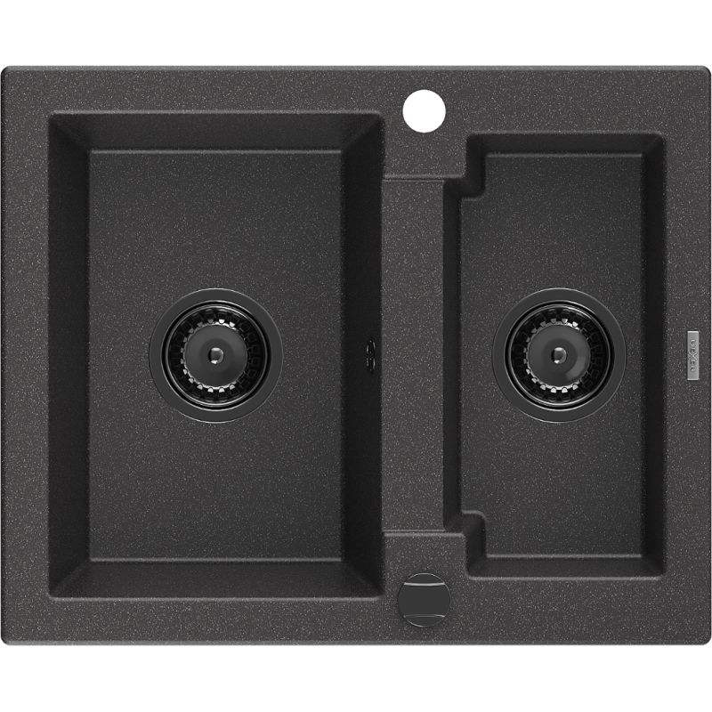 Zlewozmywak wpuszczany Mexen Carlos 1,5-komorowy czarny nakrapiany 582x475 mm  6518581500-76-B 1 szt.