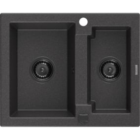 Zlewozmywak wpuszczany Mexen Carlos 1,5-komorowy czarny nakrapiany 582x475 mm  6518581500-76-B 1 szt.