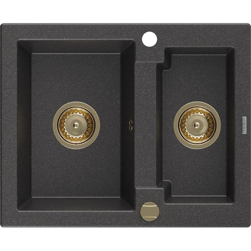 Zlewozmywak wpuszczany Mexen Carlos 1,5-komorowy czarny nakrapiany 582x475 mm  6518581500-76-G