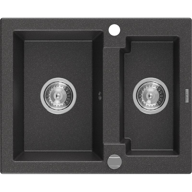 Zlewozmywak wpuszczany Mexen Carlos 1,5-komorowy czarny/srebrny metalik 582 x 475 mm  - 6518581500-73 1 szt.