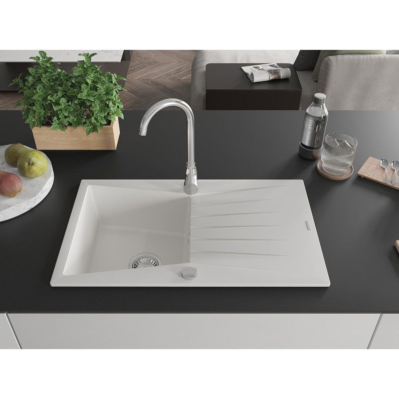 Zlewozmywak wpuszczany Mexen Cesar 1-komorowy biały 775x470 mm 1 szt.
