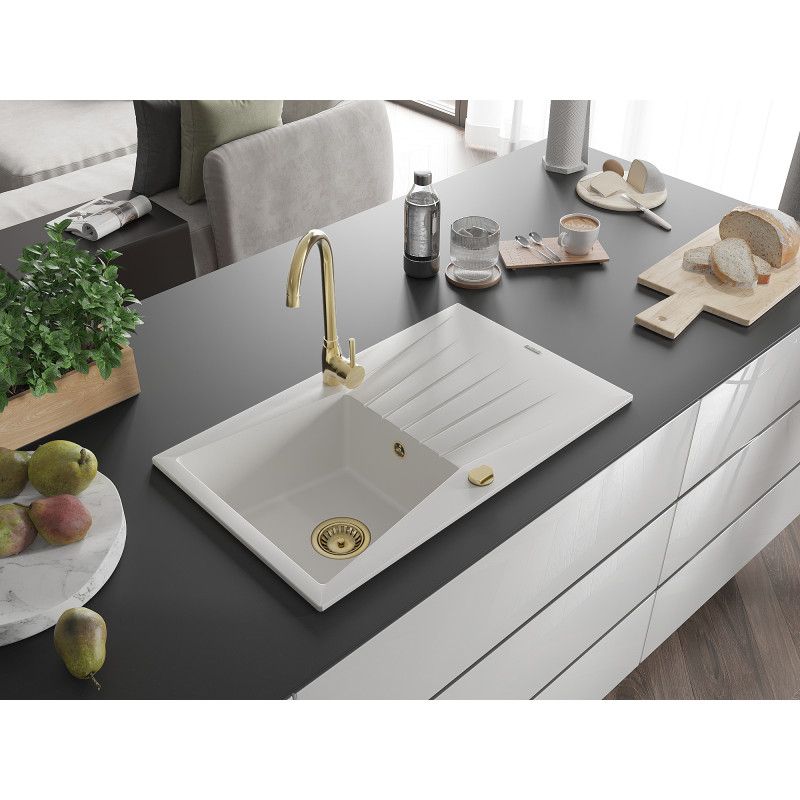 Zlewozmywak wpuszczany Mexen Cesar 1-komorowy biały 775x470 mm  6514771010-20-G 1 szt.